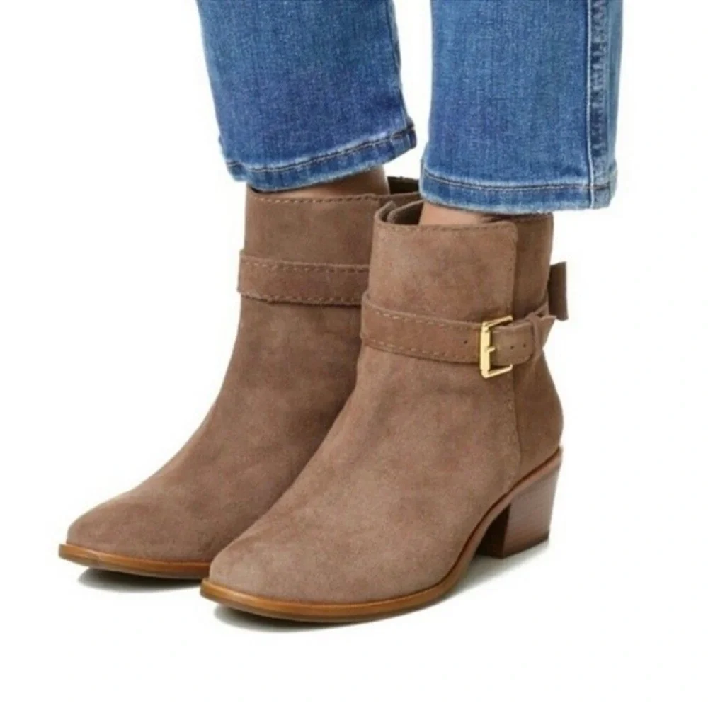 kate spade new york Ankle Booties - Taley Bow Brown Suede size 7.5 M
